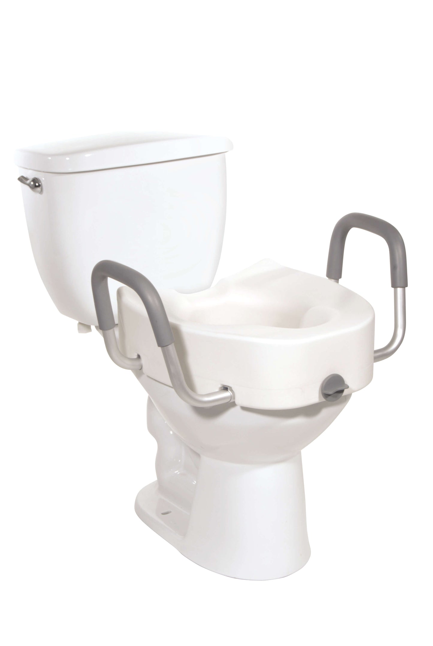 Premium Plastic, Raised, Elongated Toilet Seat with Lock and Arms