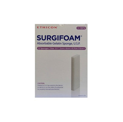 Surgifoam Absorb Gel Sponge Sterile 2 x 6cm x7mm (12-7) 12/Box