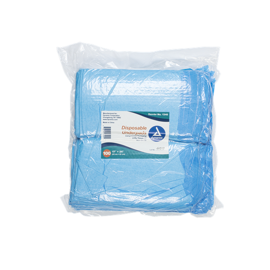 Dynarex Disposable Underpads 17" x 24" - Tissue Fill (2ply) 100/bag