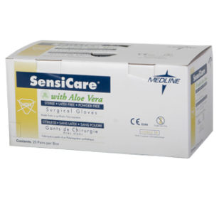 SENSICARE SURGICAL SYNTHETIC GLOVE WITH ALOE LATEX-FREE WHITE 50/BOX (25 PAIRS)