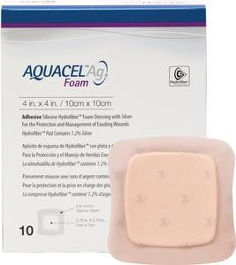 Aquacel Ag Foam Dressing Adhesive 10cm x 10cm 10/Box
