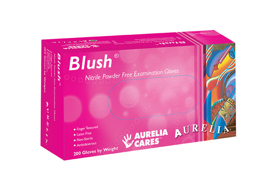 AURELIA BLUSH PINK NITRILE EXAM GLOVE, POWDER FREE, 200/BOX