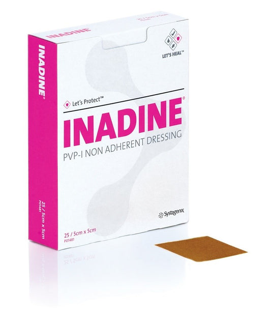 Inadine Povidone Iodine Non-Adherent Dressing 5cm x 5cm 25/Box