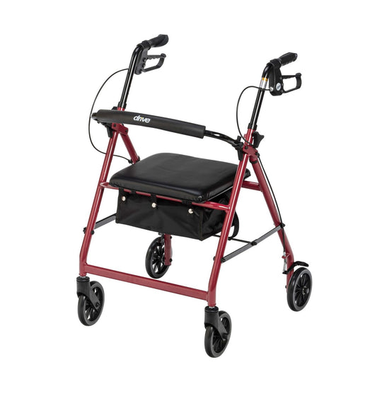 Aluminum Rollator with 6" Casters - Red